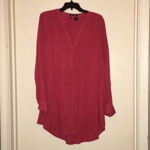 Burnt orange tunic-length blouse